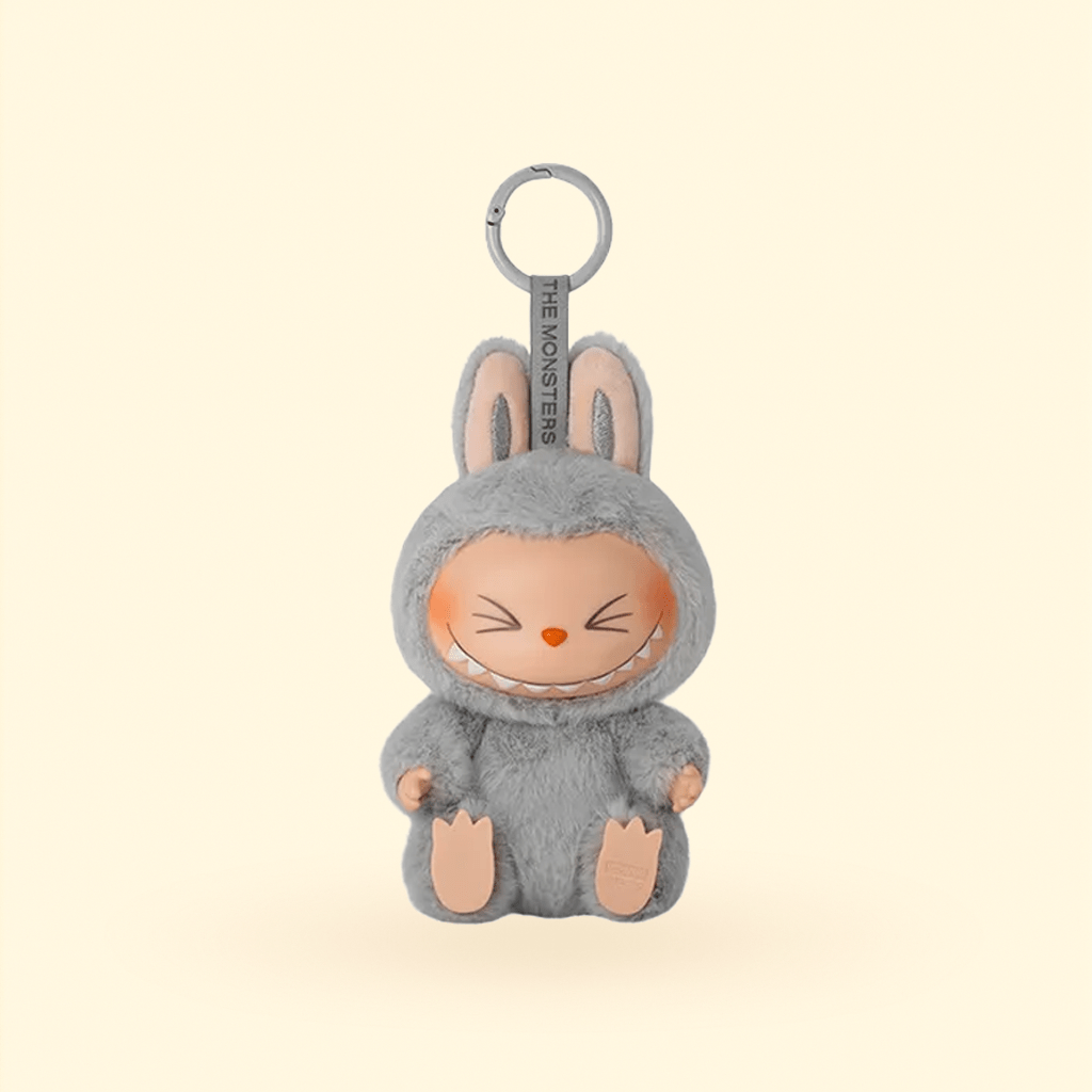 The Monsters “Have a Seat” – Hehe (Grey Bunny Plush Keychain) - ImLabubu